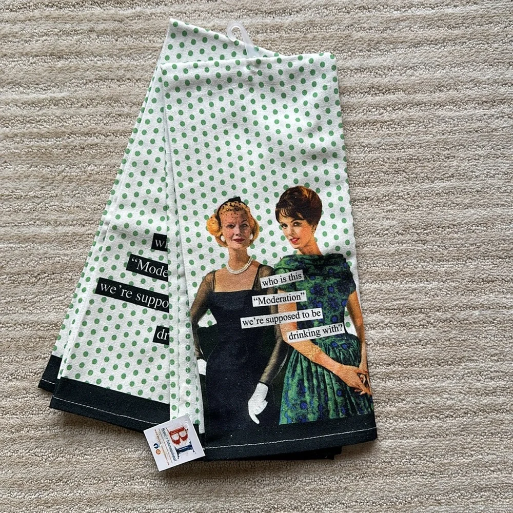 Boston International Anne Taintor Cotton Kitchen Towels Set of 2 Moderation Who?